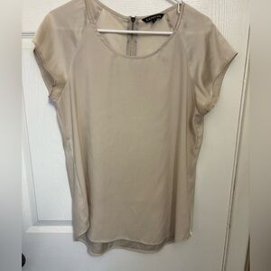 Express Beige Short Sleeve Scoop Neck Blouse
